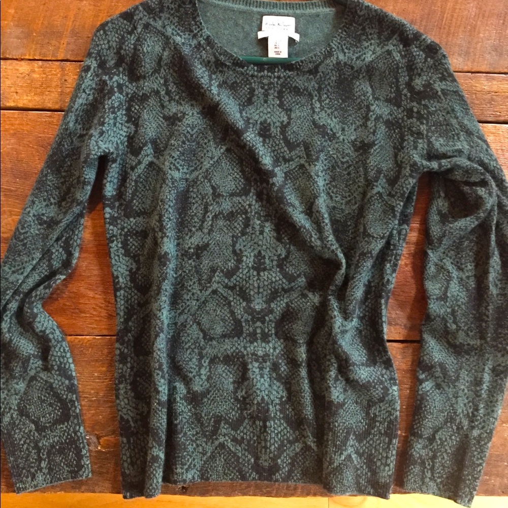 Cashmere snake print teal sweater